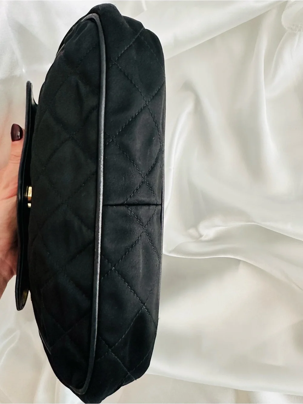 CHANEL Vintage Black Silk Timeless Tassel Flap Bag Gold Hardware,